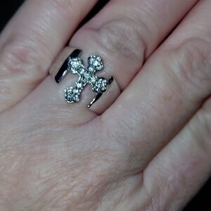 Premier Silver Cross Ring with Sparkling Accents
